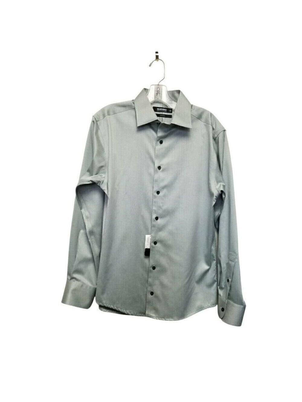Murano Button Down Men's Dress Shirt Color Green Long Sleeves NWT Size 18/35